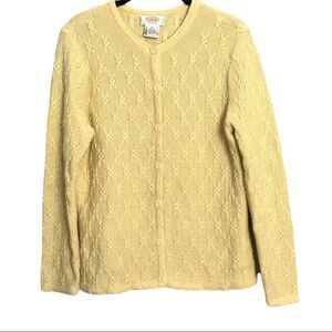 Talbots Chunky Knit Cardigan Sweater Yellow Nautical Women’s Size Medium